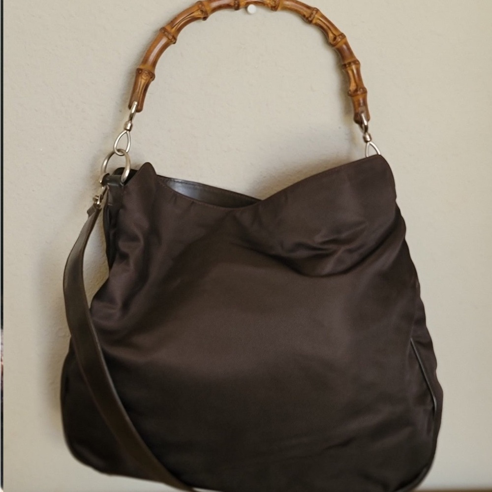 GUCCI BAMBOO NYLON 2 WAY HANDBAG